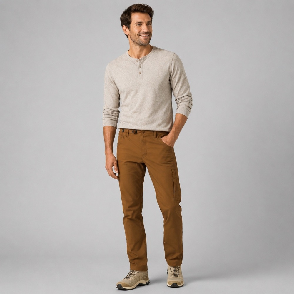 Prana Stretch Zion Slim Pant II Sepia Brown Hiking Tapered Leg Mens 38x32